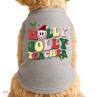 Holly Jolly Teacher Cute Christmas Gift Doggie Tank thumb 0