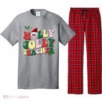 Holly Jolly Teacher Cute Christmas Gift Pajama Set thumb 0