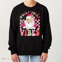 Holly Jolly Vibes Groovy Cute Santa Claus Christmas Women's Sweatshirt thumb 0