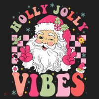 Holly Jolly Vibes Groovy Cute Santa Claus Christmas Women's Sweatshirt thumb 2