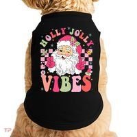 Holly Jolly Vibes Groovy Cute Santa Claus Christmas Doggie Tank thumb 0