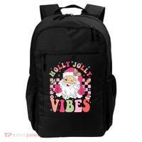 Holly Jolly Vibes Groovy Cute Santa Claus Christmas Backpack thumb 0