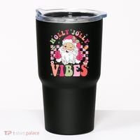 Holly Jolly Vibes Groovy Cute Santa Claus Christmas Tumbler thumb 0