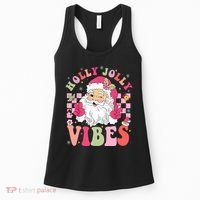 Holly Jolly Vibes Groovy Cute Santa Claus Christmas Women's Tank Top thumb 0