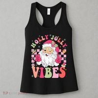 Holly Jolly Vibes Groovy Cute Santa Claus Christmas Women's Tank Top thumb 3