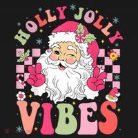 Holly Jolly Vibes Groovy Cute Santa Claus Christmas Women's Tank Top thumb 5