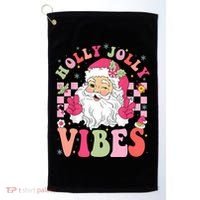 Holly Jolly Vibes Groovy Cute Santa Claus Christmas Golf Towel thumb 0