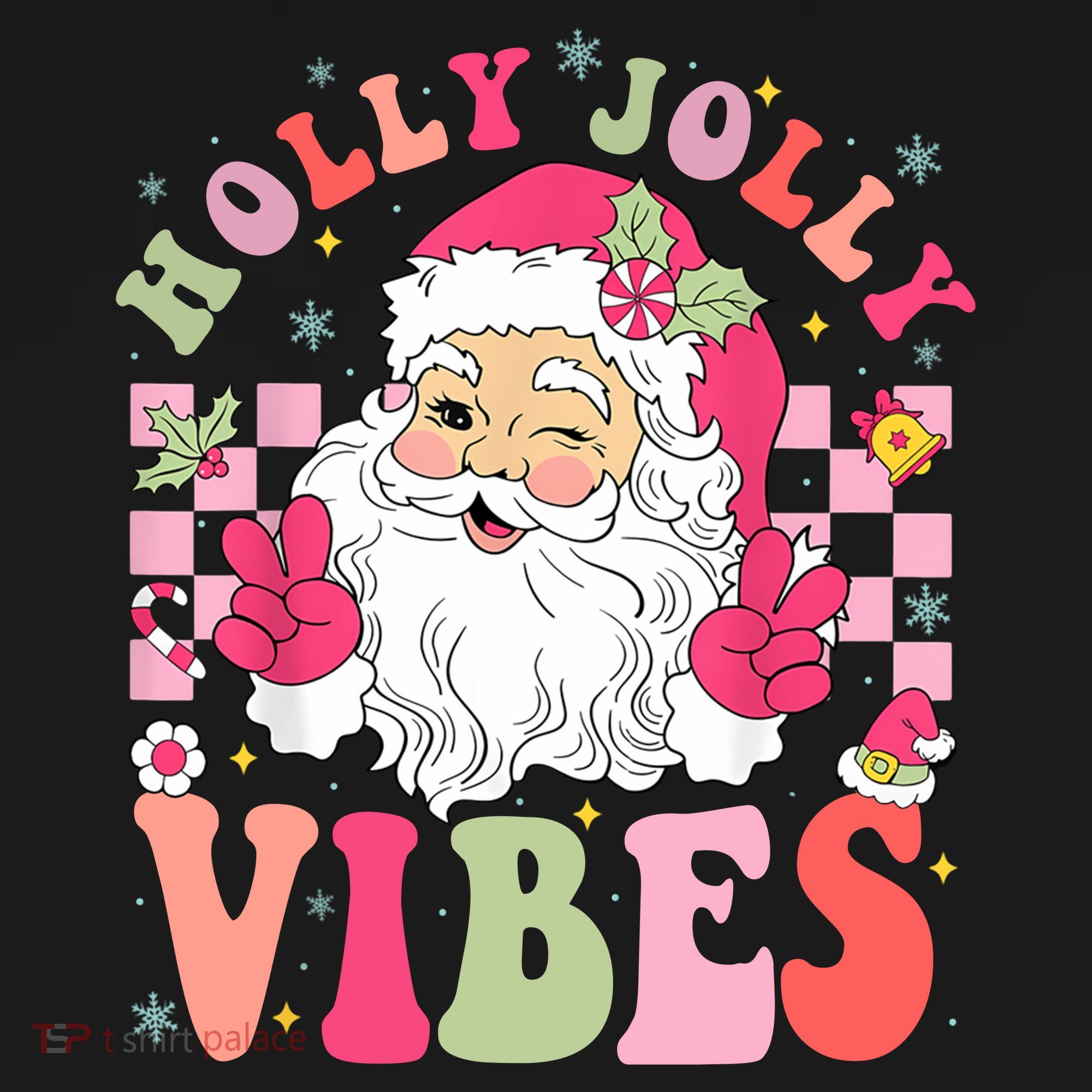 Holly Jolly Vibes Groovy Cute Santa Claus Christmas Visor