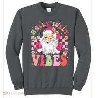 Holly Jolly Vibes Groovy Cute Santa Claus Christmas Sweatshirt thumb 0