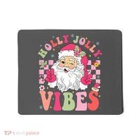 Holly Jolly Vibes Groovy Cute Santa Claus Christmas Mousepad thumb 0