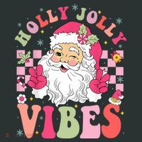 Holly Jolly Vibes Groovy Cute Santa Claus Christmas Baby Bodysuit thumb 2
