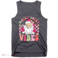 Holly Jolly Vibes Groovy Cute Santa Claus Christmas Tank Top thumb 0