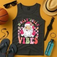 Holly Jolly Vibes Groovy Cute Santa Claus Christmas Tank Top thumb 4