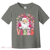 Holly Jolly Vibes Groovy Cute Santa Claus Christmas Toddler T-Shirt thumb 0