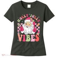 Holly Jolly Vibes Groovy Cute Santa Claus Christmas Women's T-Shirt thumb 0
