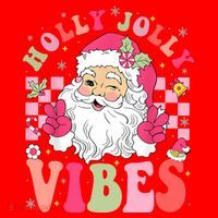 Holly Jolly Vibes Groovy Cute Santa Claus Christmas Santa Hat thumb 1