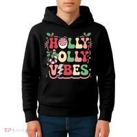 Holly Jolly Vibes Christmas Kids Hoodie thumb 4