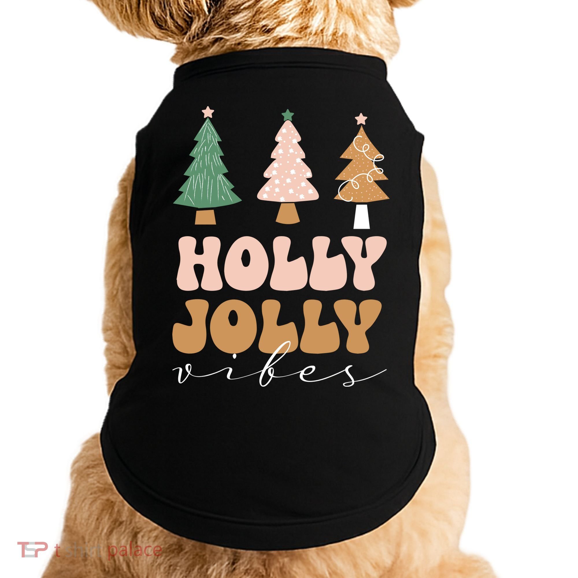Holly Jolly Vibes Retro Groovy Doggie Tank