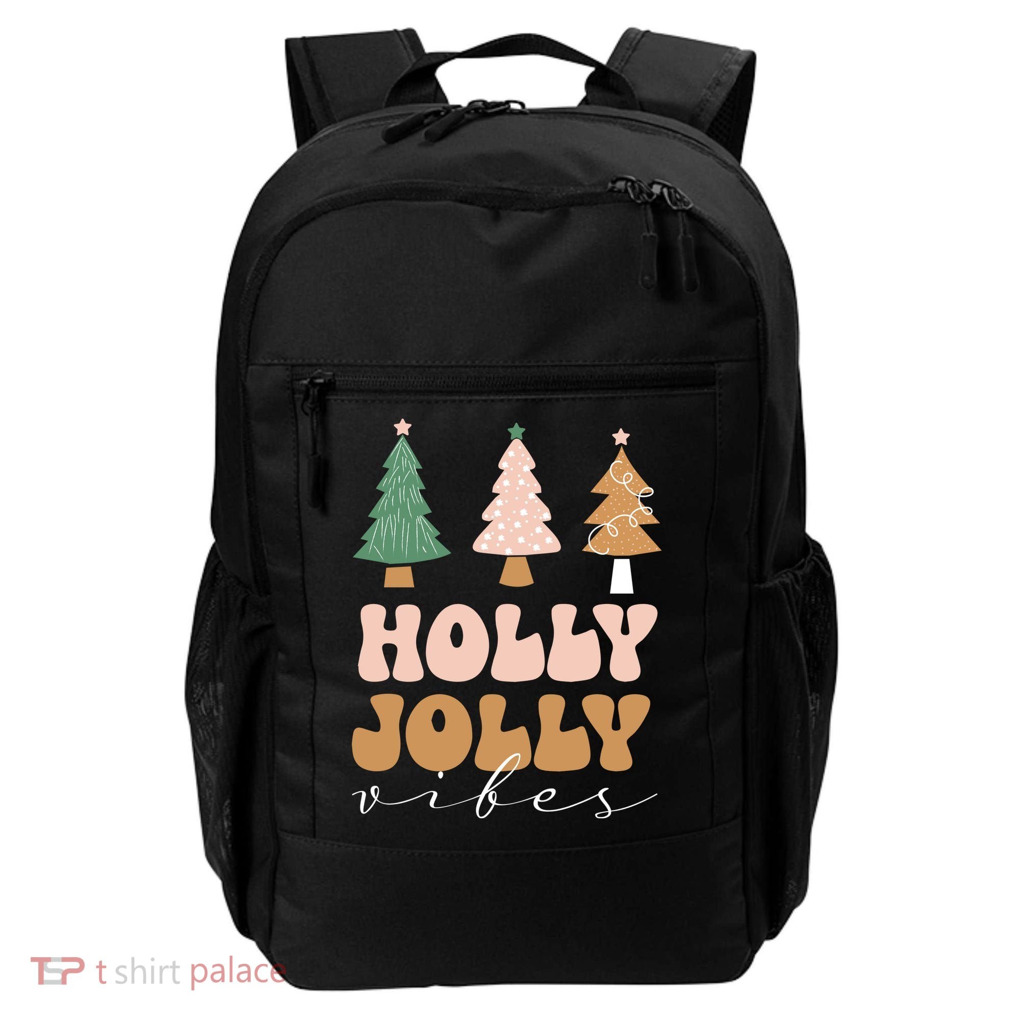 Holly Jolly Vibes Retro Groovy Backpack