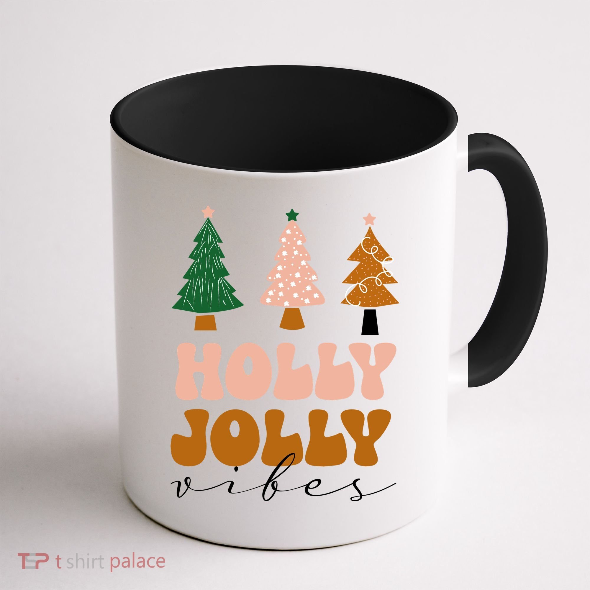 Holly Jolly Vibes Retro Groovy Coffee Mug
