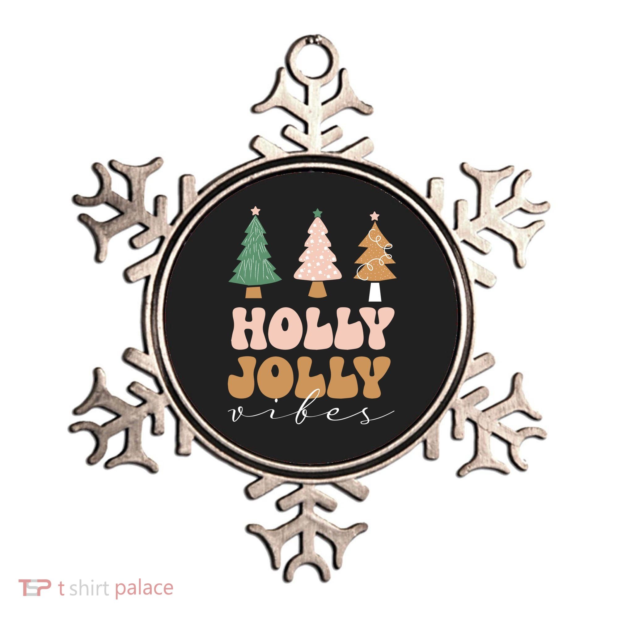 Holly Jolly Vibes Retro Groovy Ornament