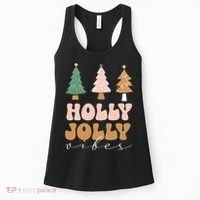 Holly Jolly Vibes Retro Groovy Women's Tank Top thumb 0