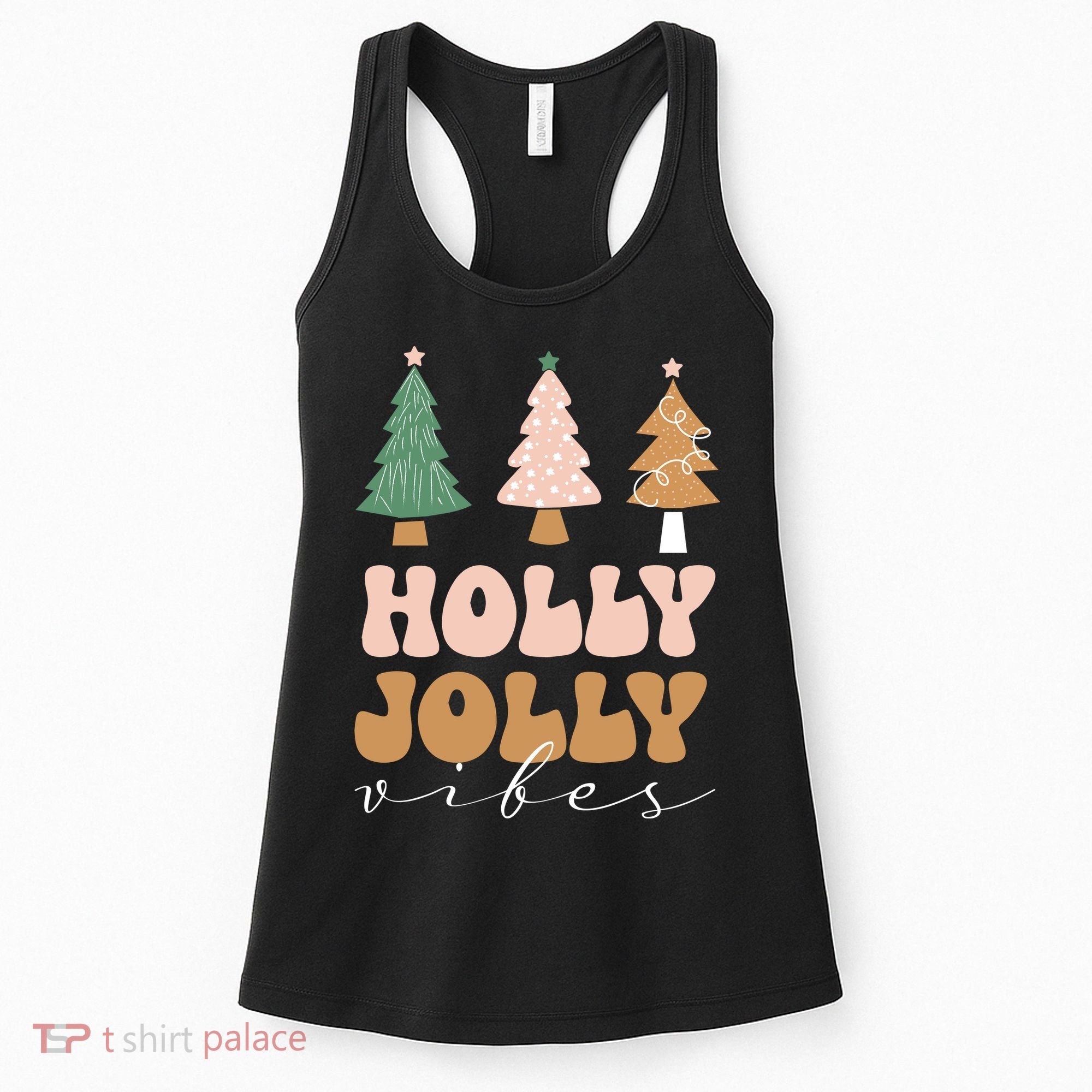 Holly Jolly Vibes Retro Groovy Women's Tank Top