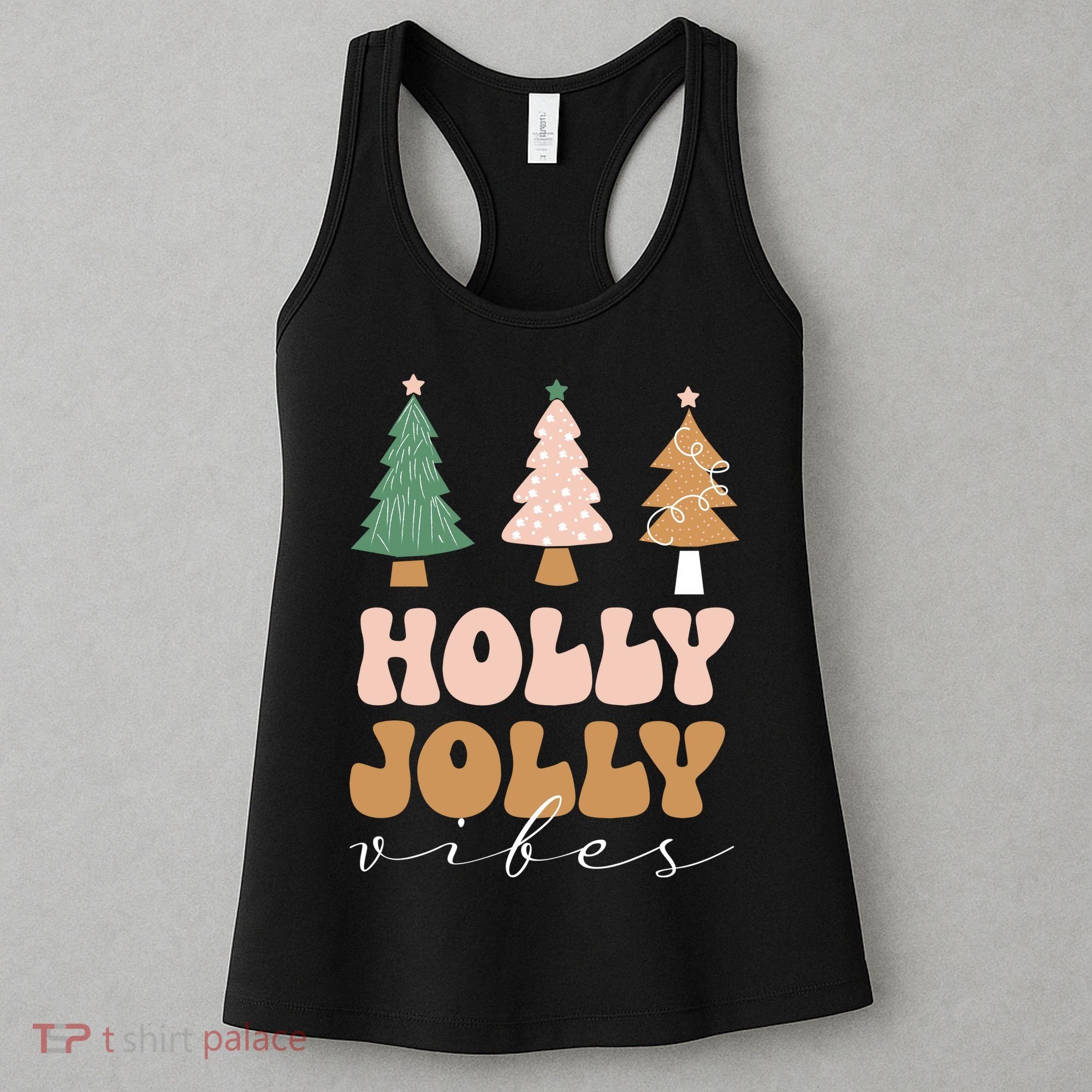 Holly Jolly Vibes Retro Groovy Women's Tank Top