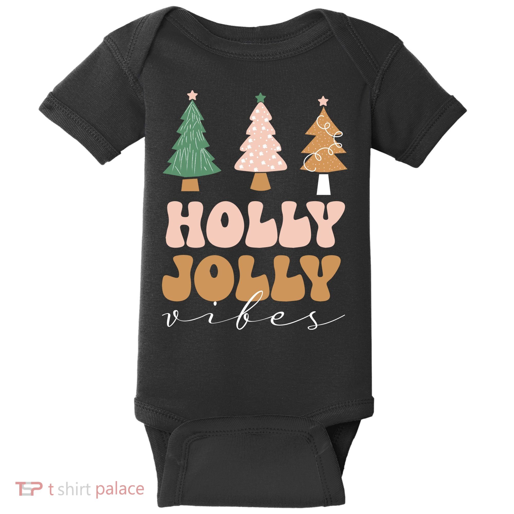 Holly Jolly Vibes Retro Groovy Baby Bodysuit