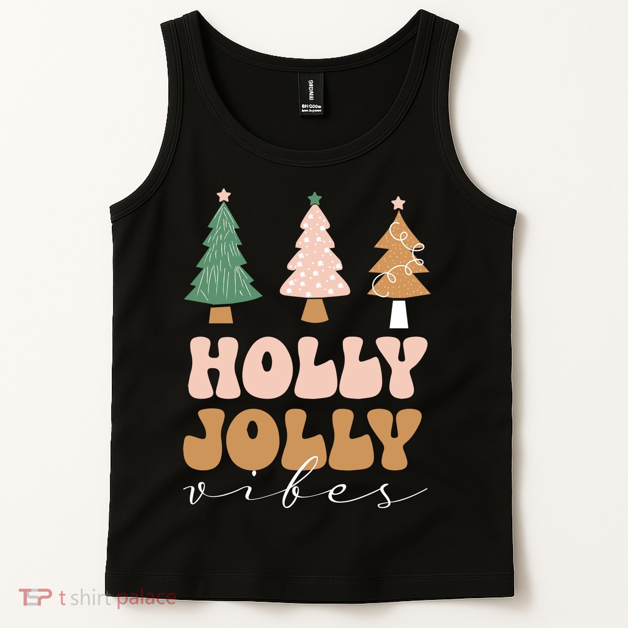 Holly Jolly Vibes Retro Groovy Tank Top