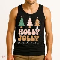 Holly Jolly Vibes Retro Groovy Tank Top thumb 3