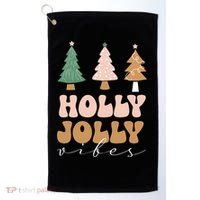 Holly Jolly Vibes Retro Groovy Golf Towel thumb 0