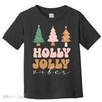 Holly Jolly Vibes Retro Groovy Toddler T-Shirt thumb 0