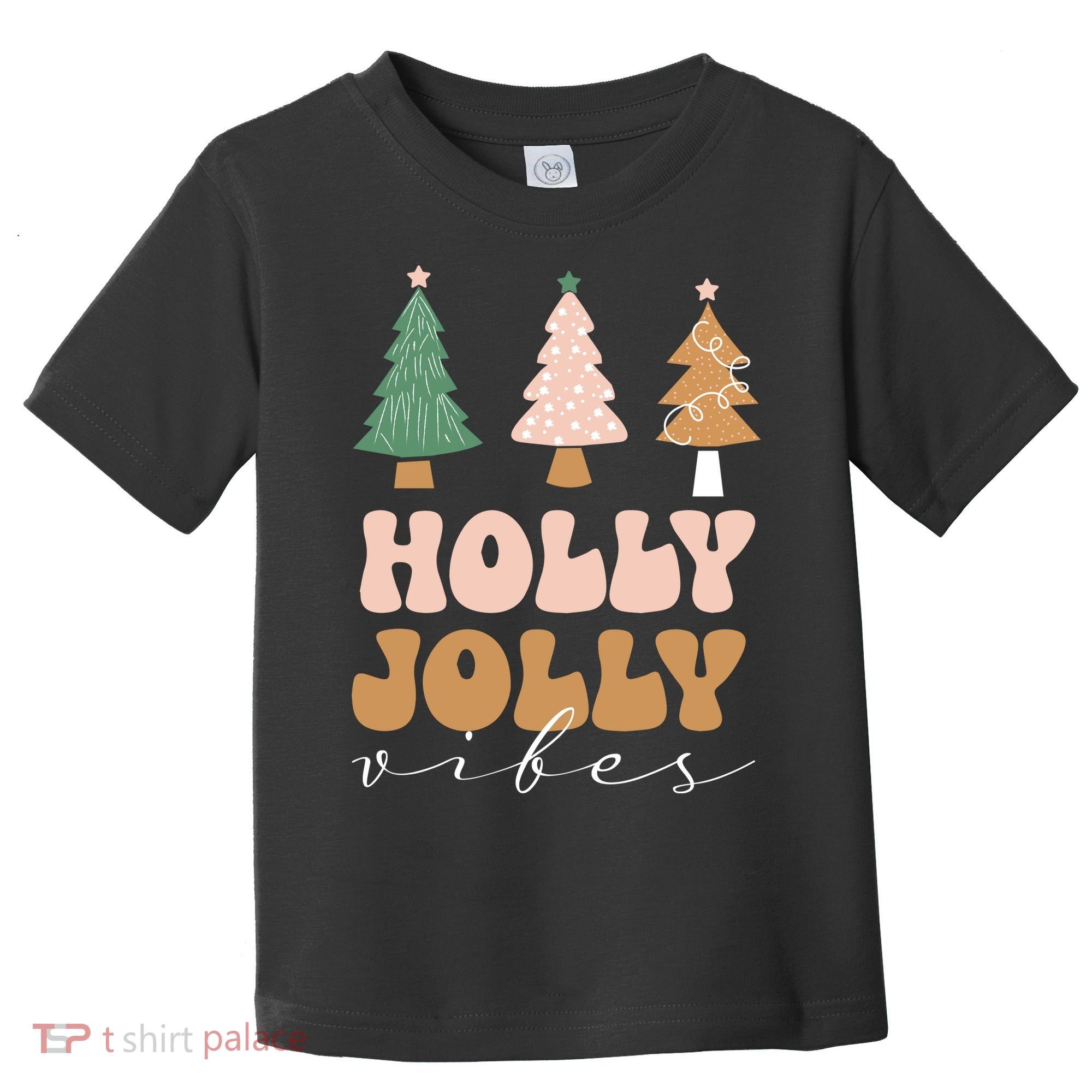 Holly Jolly Vibes Retro Groovy Toddler T-Shirt
