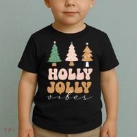 Holly Jolly Vibes Retro Groovy Toddler T-Shirt thumb 2