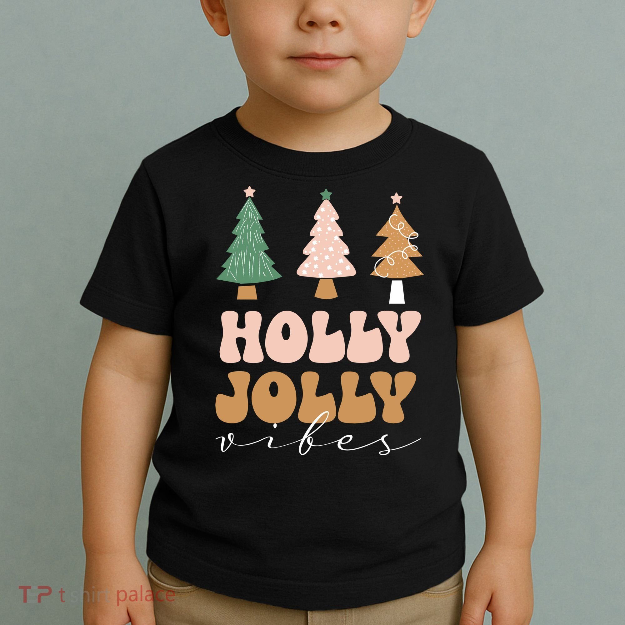 Holly Jolly Vibes Retro Groovy Toddler T-Shirt