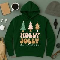 Holly Jolly Vibes Retro Groovy Hoodie thumb 3
