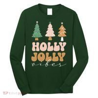 Holly Jolly Vibes Retro Groovy Long Sleeve Shirt thumb 0