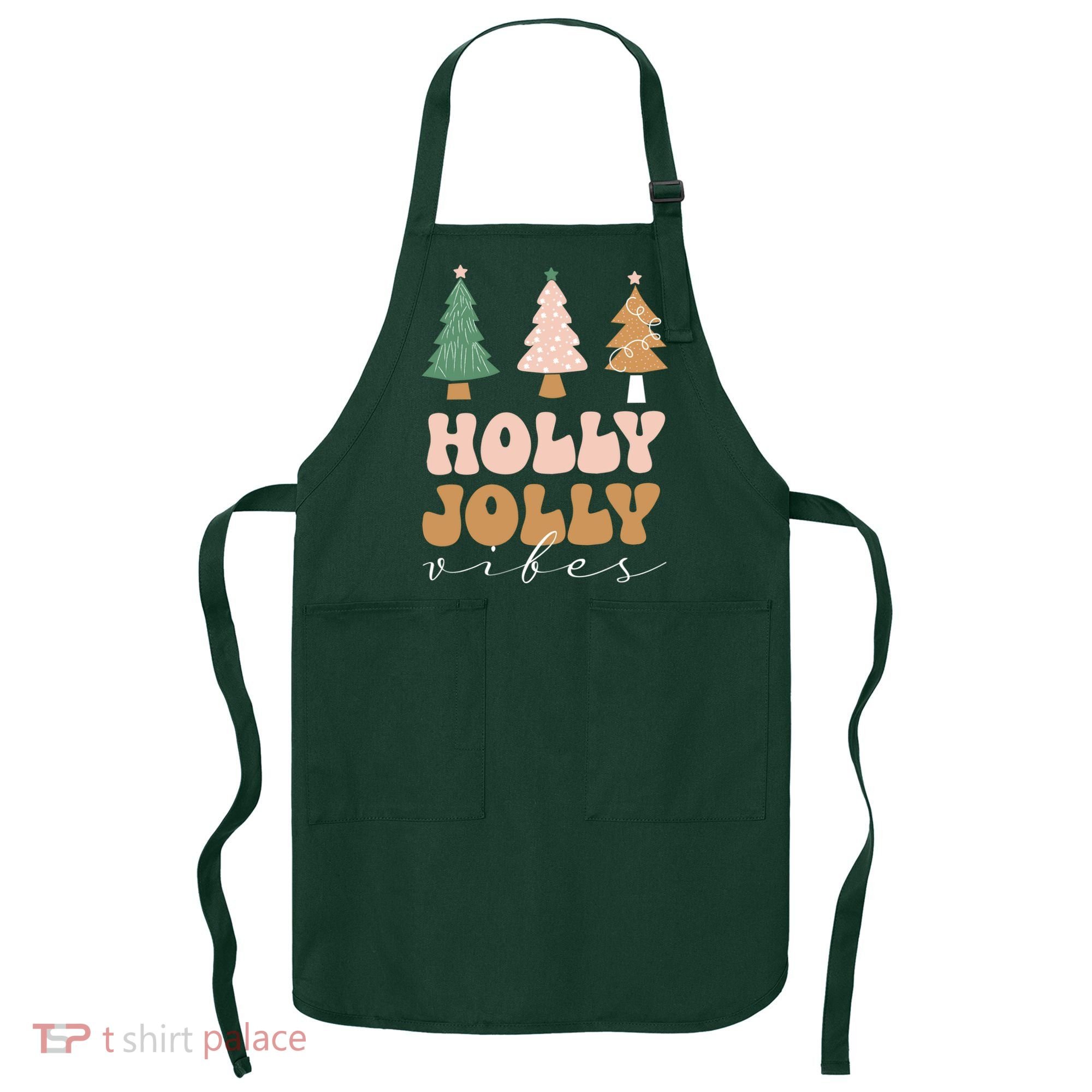 Holly Jolly Vibes Retro Groovy Apron