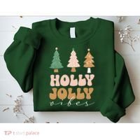 Holly Jolly Vibes Retro Groovy Sweatshirt thumb 2