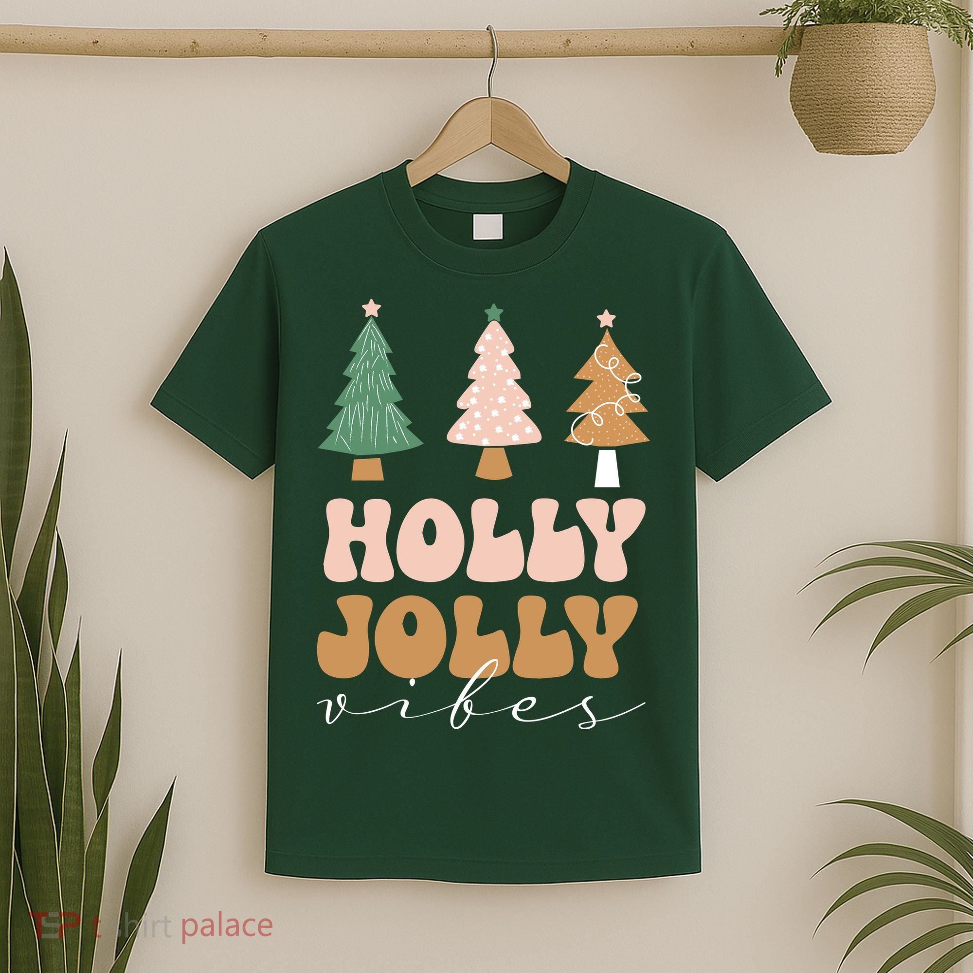 Holly Jolly Vibes Retro Groovy T-Shirt
