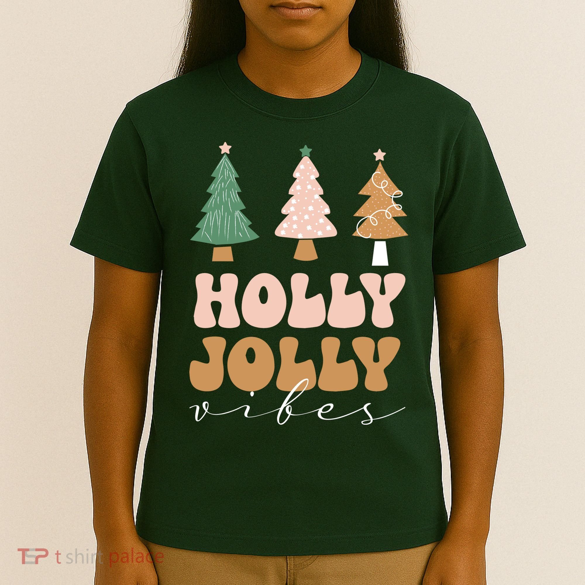 Holly Jolly Vibes Retro Groovy T-Shirt