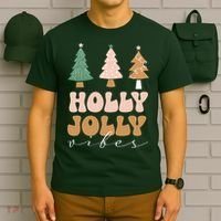 Holly Jolly Vibes Retro Groovy T-Shirt thumb 6