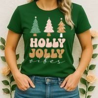 Holly Jolly Vibes Retro Groovy Women's T-Shirt thumb 2