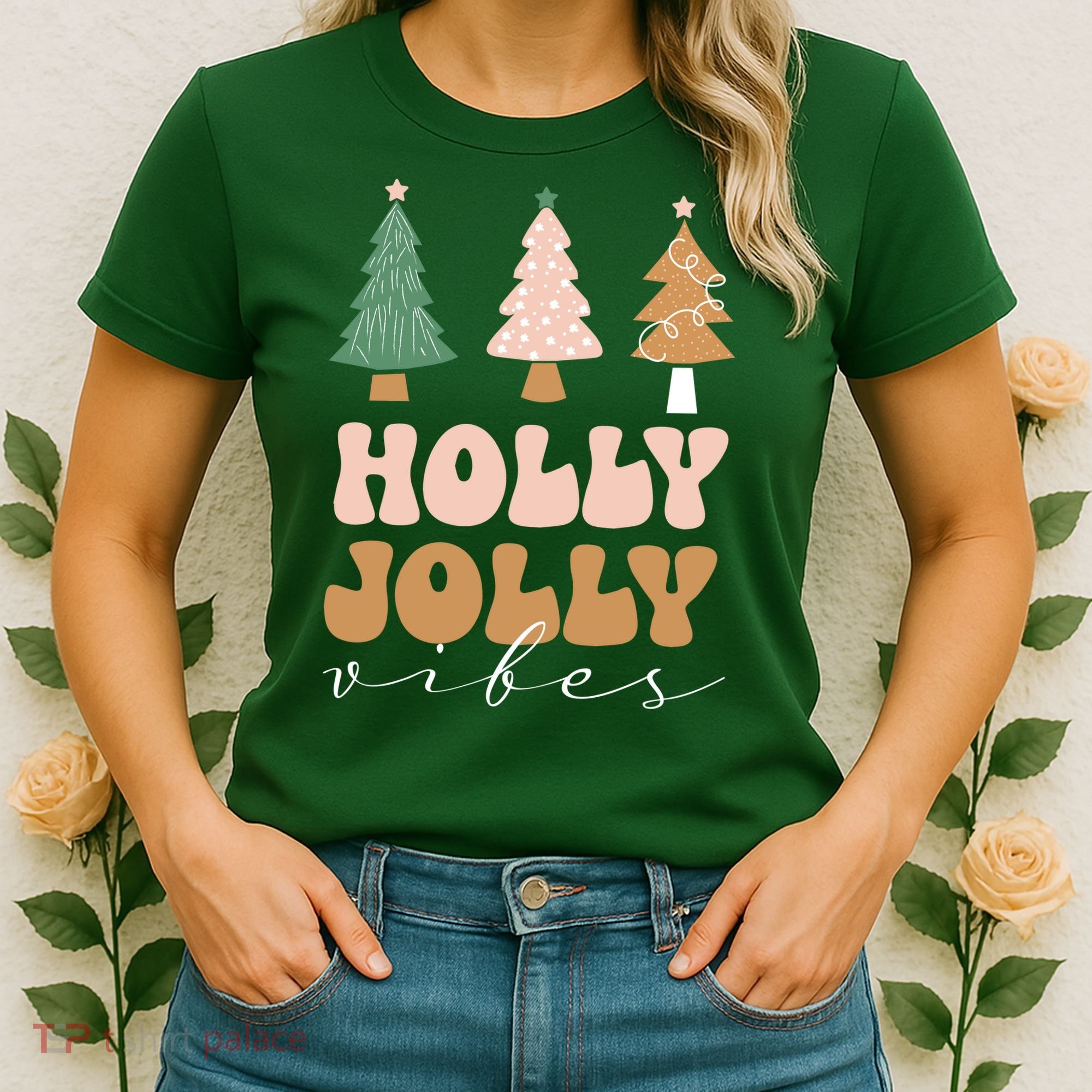 Holly Jolly Vibes Retro Groovy Women's T-Shirt