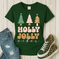 Holly Jolly Vibes Retro Groovy Women's T-Shirt thumb 3