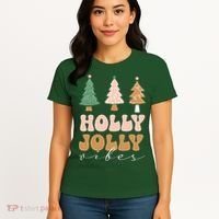 Holly Jolly Vibes Retro Groovy Women's T-Shirt thumb 4