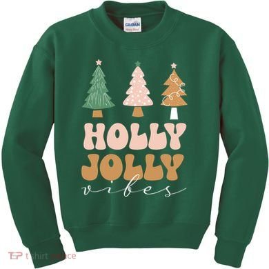 Holly Jolly Vibes Retro Groovy Kids Sweatshirt