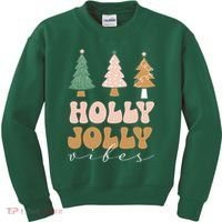 Holly Jolly Vibes Retro Groovy Kids Sweatshirt thumb 0