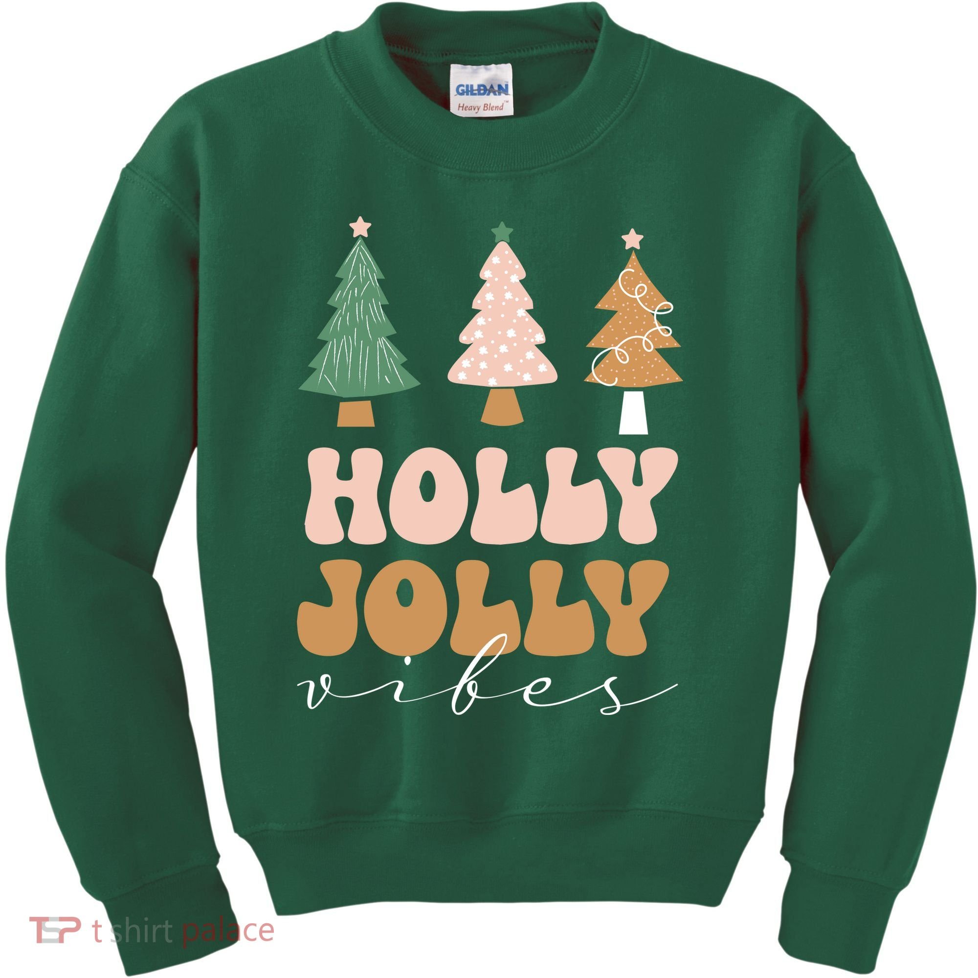 Holly Jolly Vibes Retro Groovy Kids Sweatshirt
